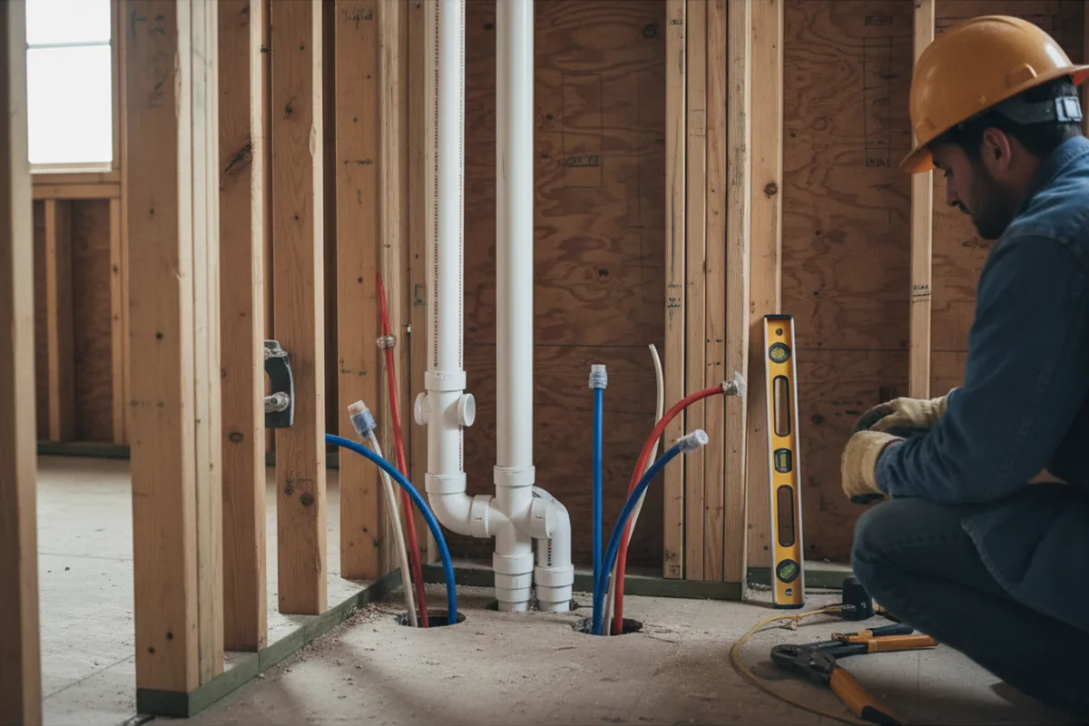 Drain and supply rough-in during Garbage Disposal Repair in Crabtree